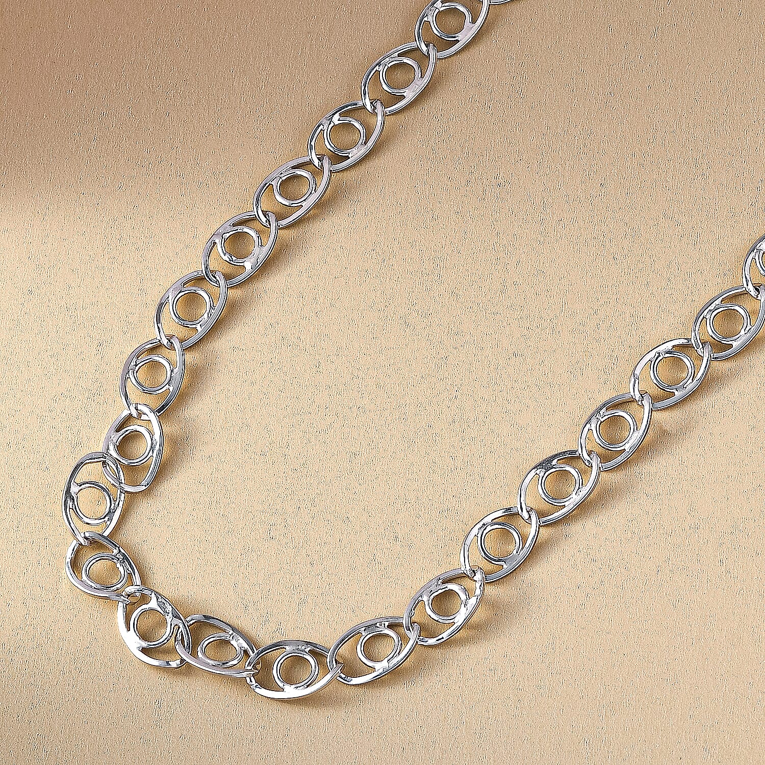 Close Out - Platinum Overlay Sterling Silver Link Necklace (Size - 20) with Lobster Clasp, Silver Wt. 21.00 Gms