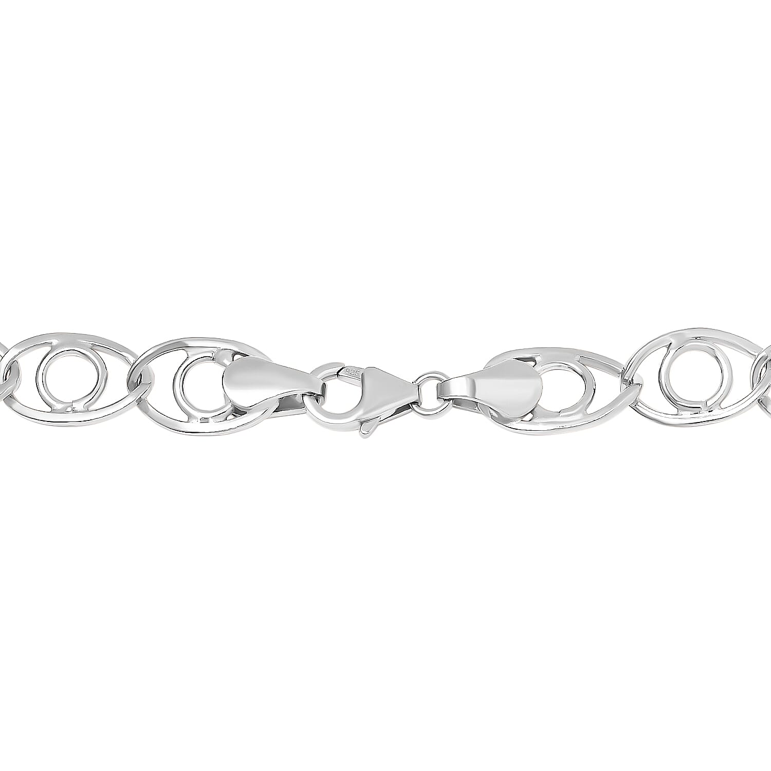 Close Out - Platinum Overlay Sterling Silver Link Necklace (Size - 20) with Lobster Clasp, Silver Wt. 21.00 Gms