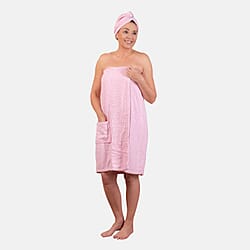 Women Body Wrap Bath Towel with Shower Cap - Grey