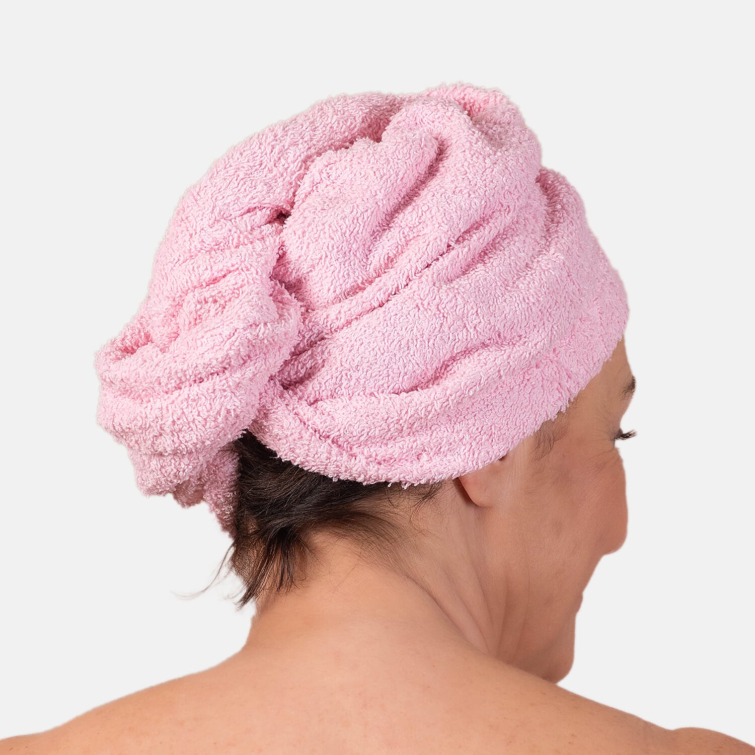 100% Cotton Womens Shower Body Wrap with Hair Cap -Lavender