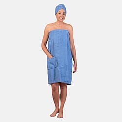 Women Body Wrap Bath Towel with Shower Cap - Grey
