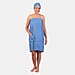 Women Body Wrap Bath Towel with Shower Cap - Turquoise Blue