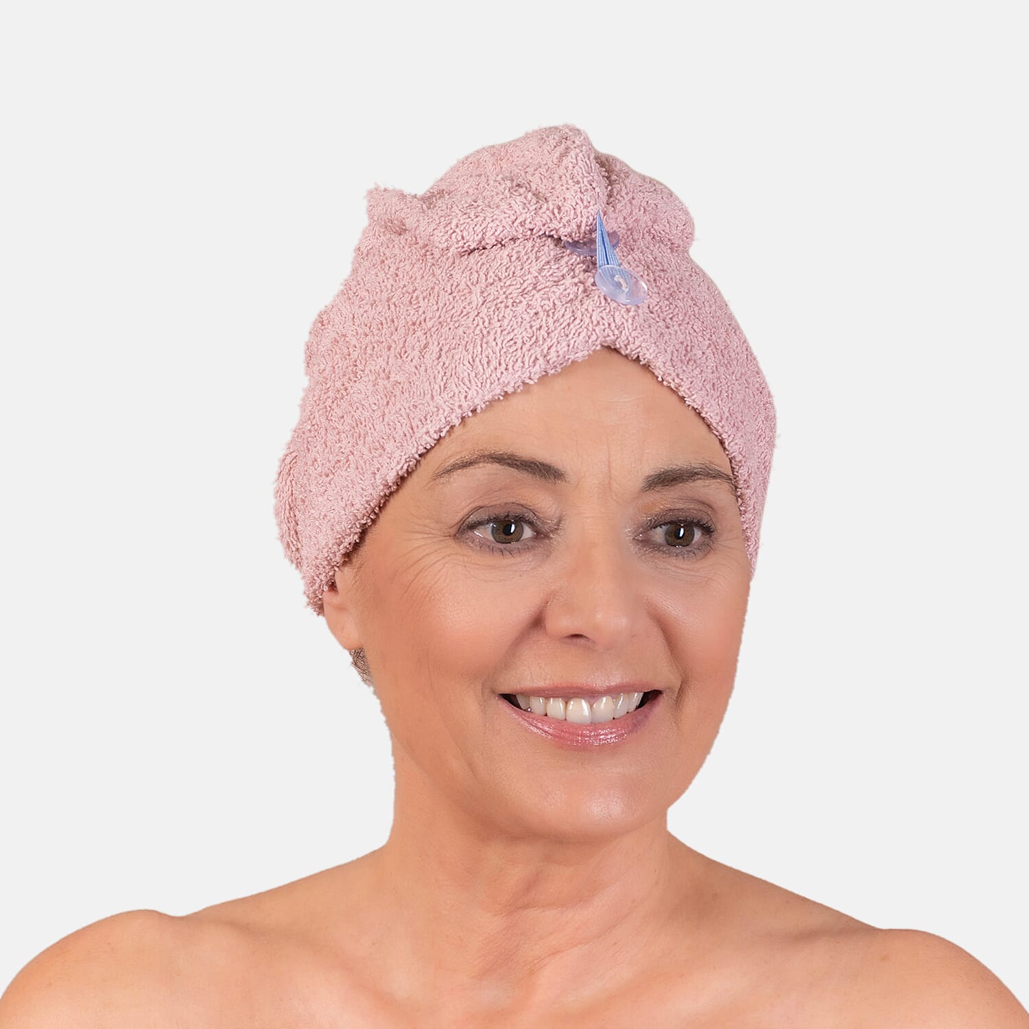 100% Cotton Womens Shower Body Wrap with Hair Cap (Size 138x78x1 cm) - Pink