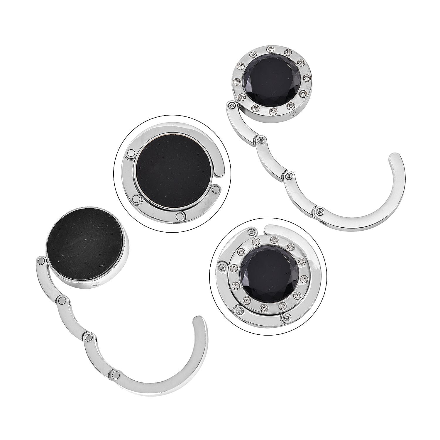 YUNYA CLOSE OUT 5pc Set - 1pc Compact Mirror + 1pc Lipstick Case + 1pc Coin Purse + 1pc Bag Holder + 1pc Pen - Black