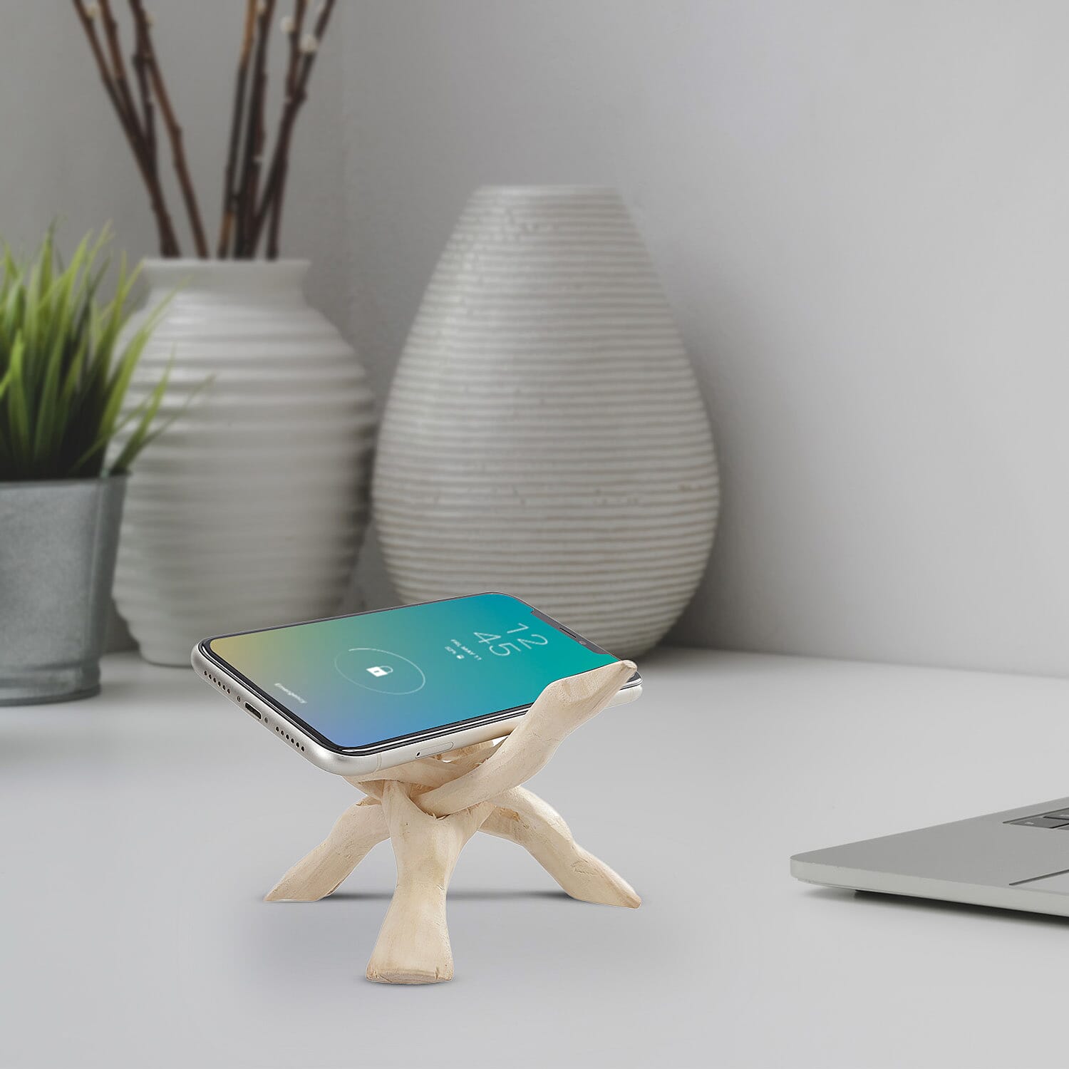 Handcrafted Wooden Tripod Stand - Natural Wood 6 inches