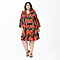 Tamsy 100% Viscose Floral Pattern Dress (Size - One Size) - Black and Orange