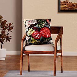 Set of 2 - Abstract Flower and Leaf Pattern Pillow Case and Cover (Size 45 cm) - Black