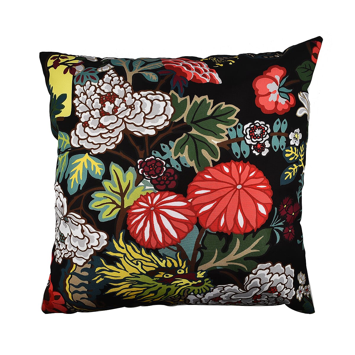 Set of 2 - Abstract Flower and Leaf Pattern Pillow Case and Cover (Size 45 cm) - Black