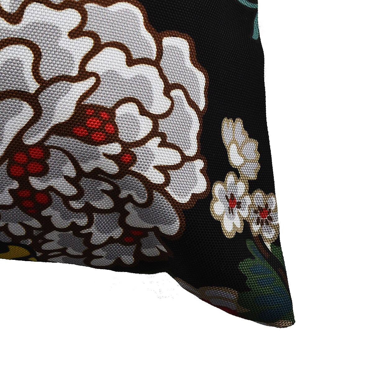 Set of 2 - Abstract Flower and Leaf Pattern Pillow Case and Cover (Size 45 cm) - Black