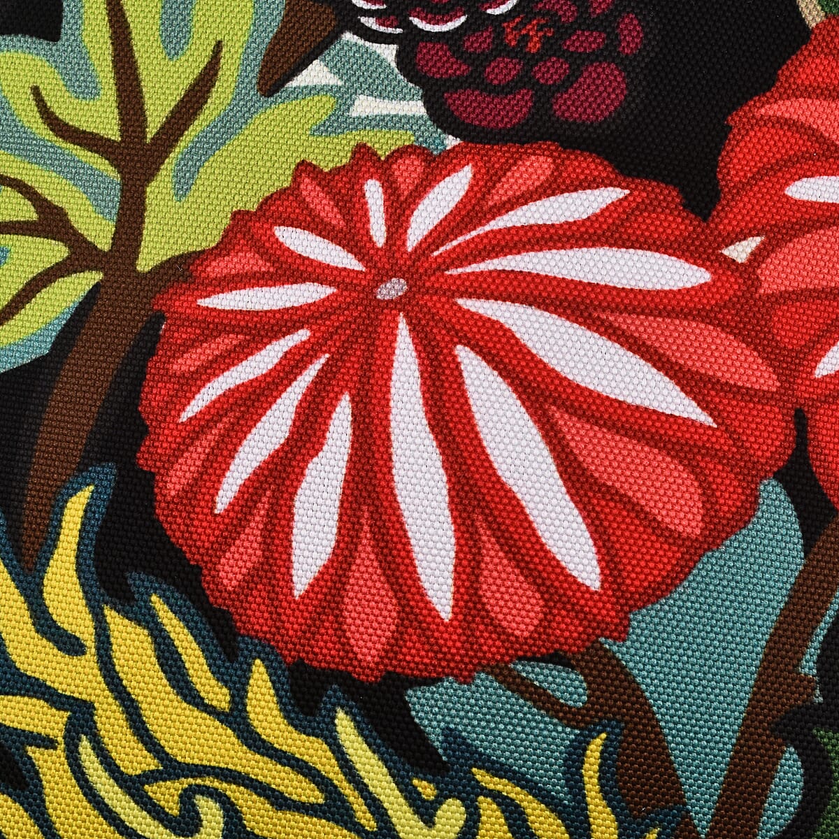 Set of 2 - Abstract Flower and Leaf Pattern Pillow Case and Cover (Size 45 cm) - Black