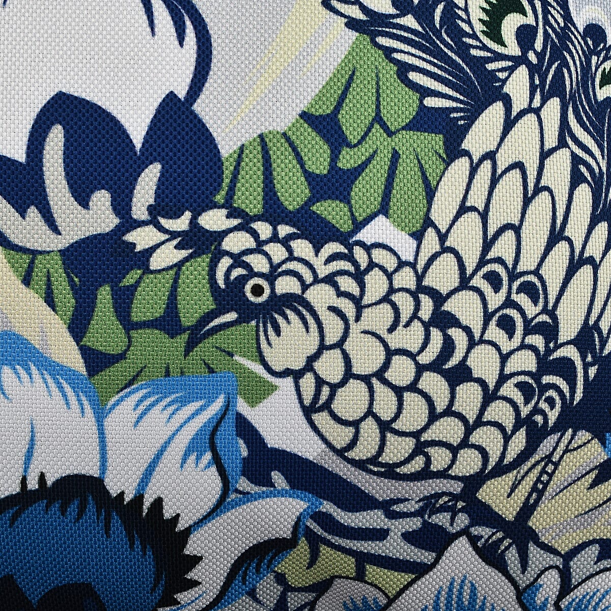 Set of 2 - Peacock - Leaf Pattern Pillow Case and Cover (Size 45x45 cm) - Blue - White