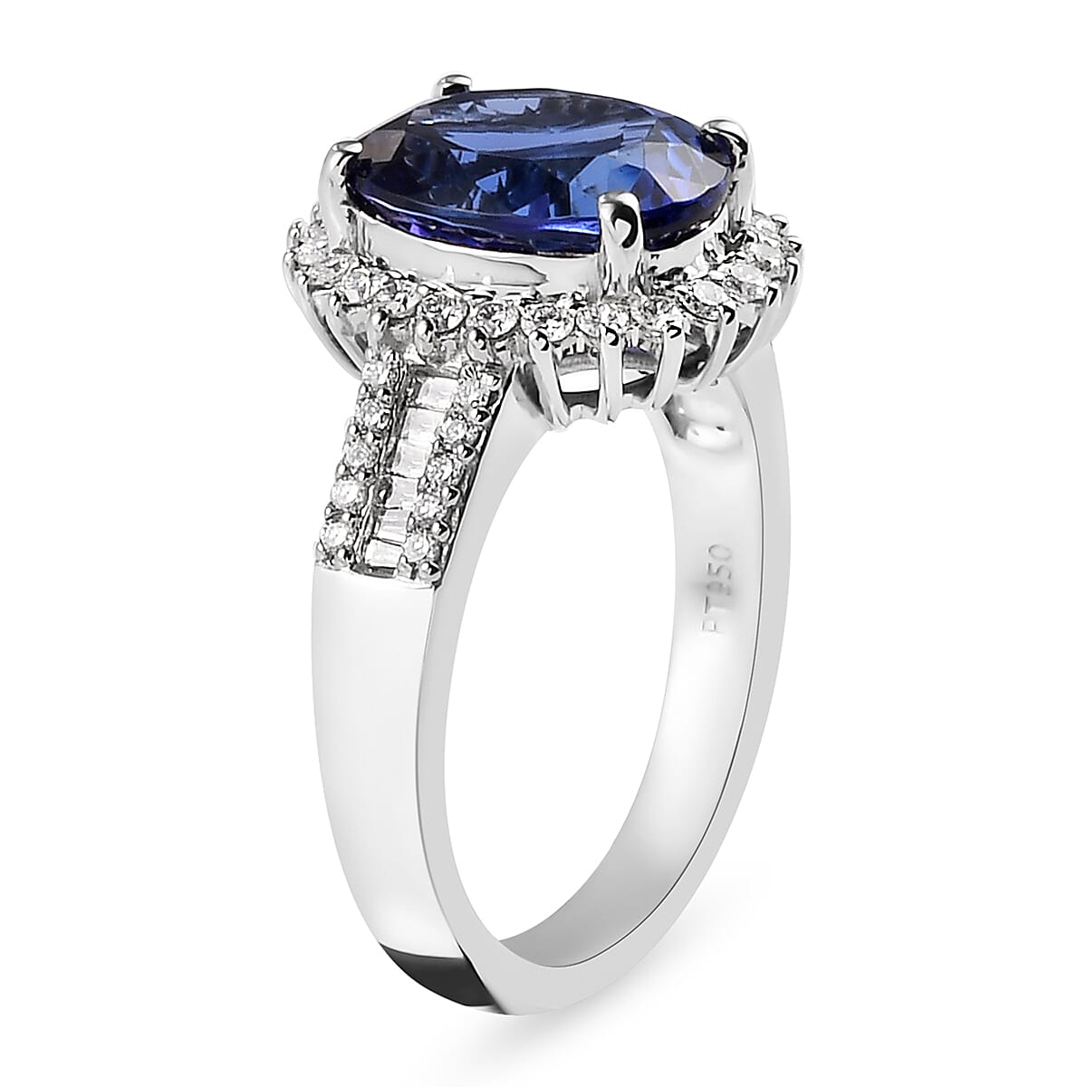 WEB EXCLUSIVE RHAPSODY 950 Platinum AAAA Tanzanite and Diamond (VS-E-F) Ring 4.80 Ct, Platinum Wt. 8.46 Gms