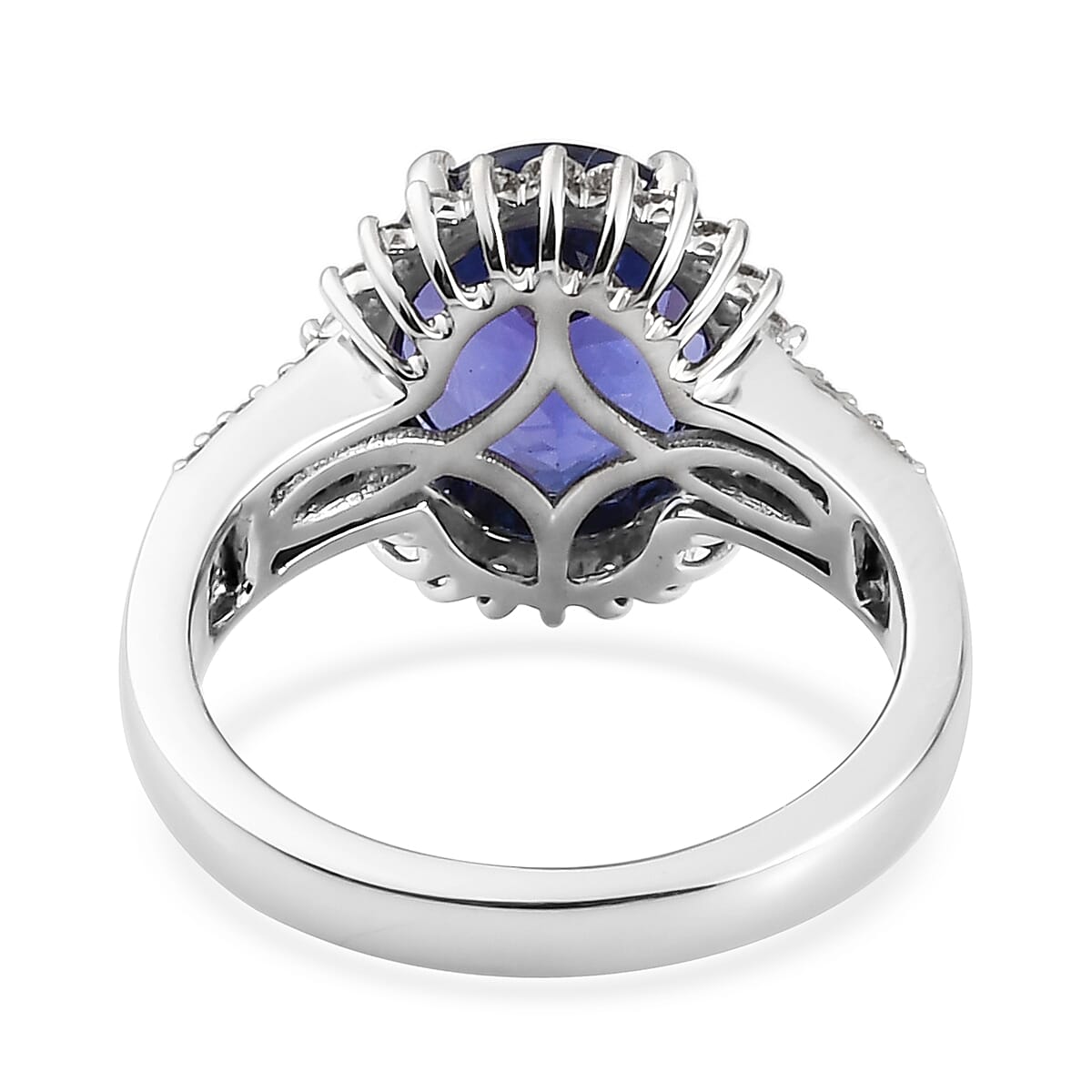 WEB EXCLUSIVE RHAPSODY 950 Platinum AAAA Tanzanite and Diamond (VS-E-F) Ring 4.80 Ct, Platinum Wt. 8.46 Gms