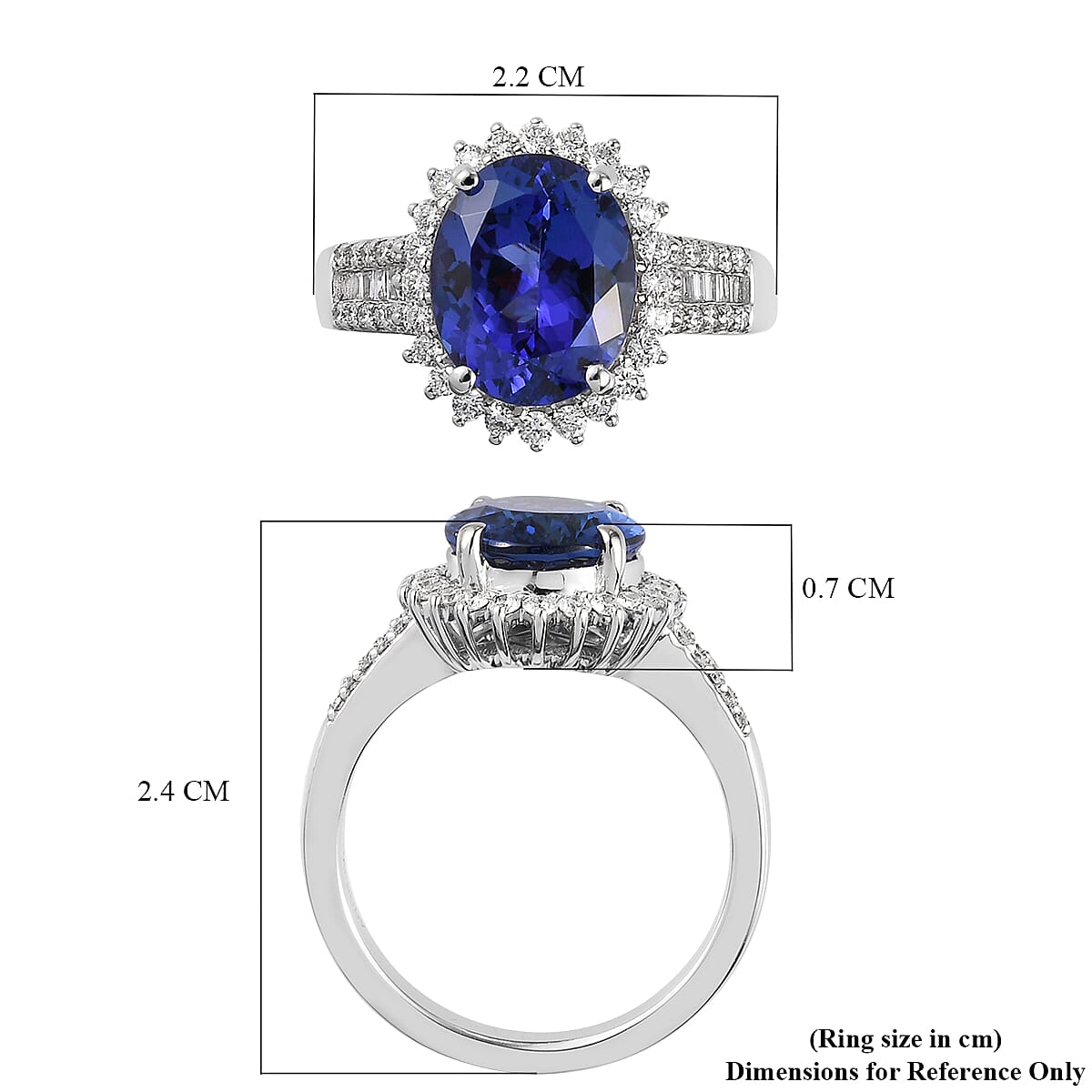 WEB EXCLUSIVE RHAPSODY 950 Platinum AAAA Tanzanite and Diamond (VS-E-F) Ring 4.80 Ct, Platinum Wt. 8.46 Gms