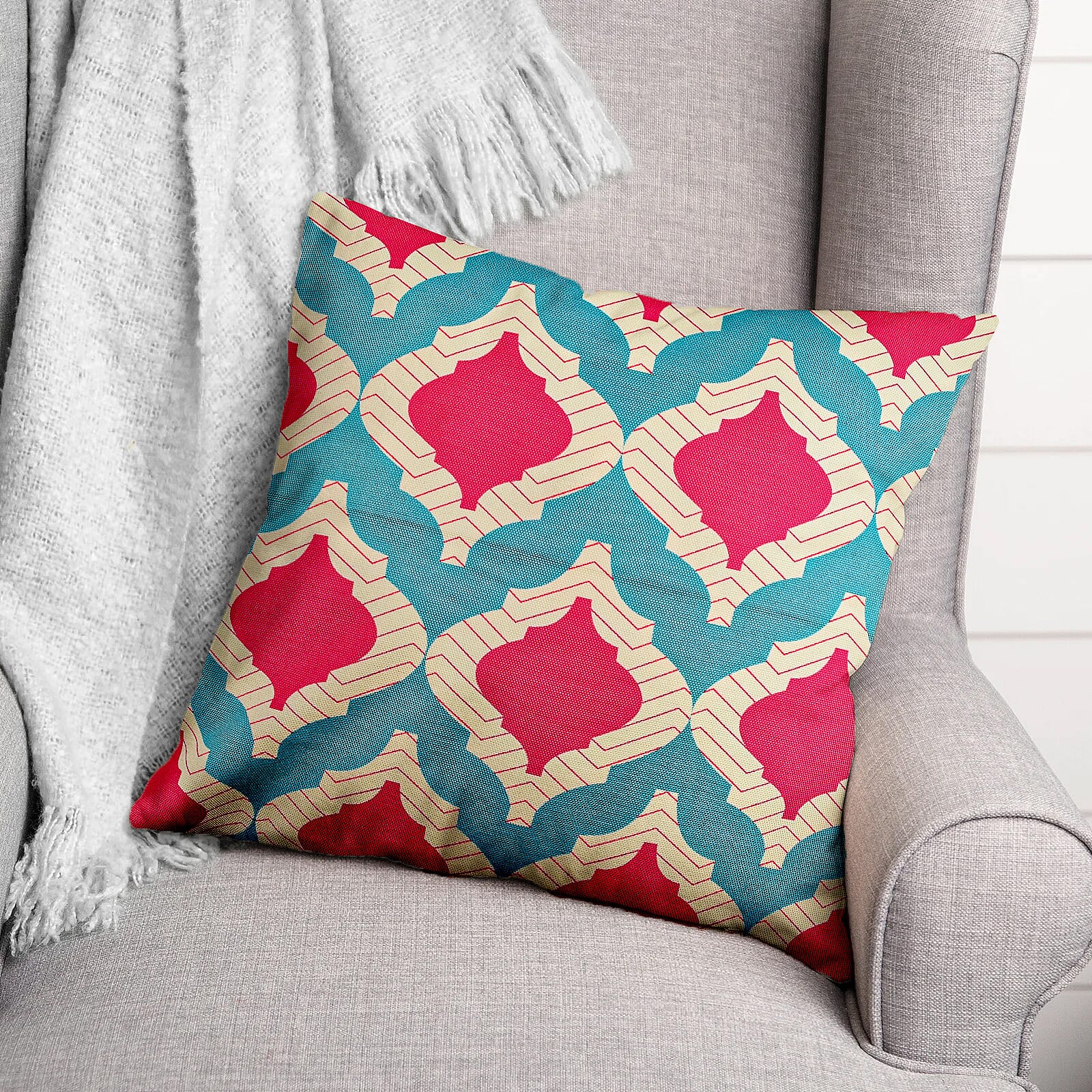 Set of 2 - Symmetrical Pattern Pillow Cover (Size 45x45 cm) - Pink