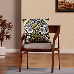Set of 2 - Abstract Flower and Leaf Pattern Pillow Case and Cover (Size 45 cm) - Black