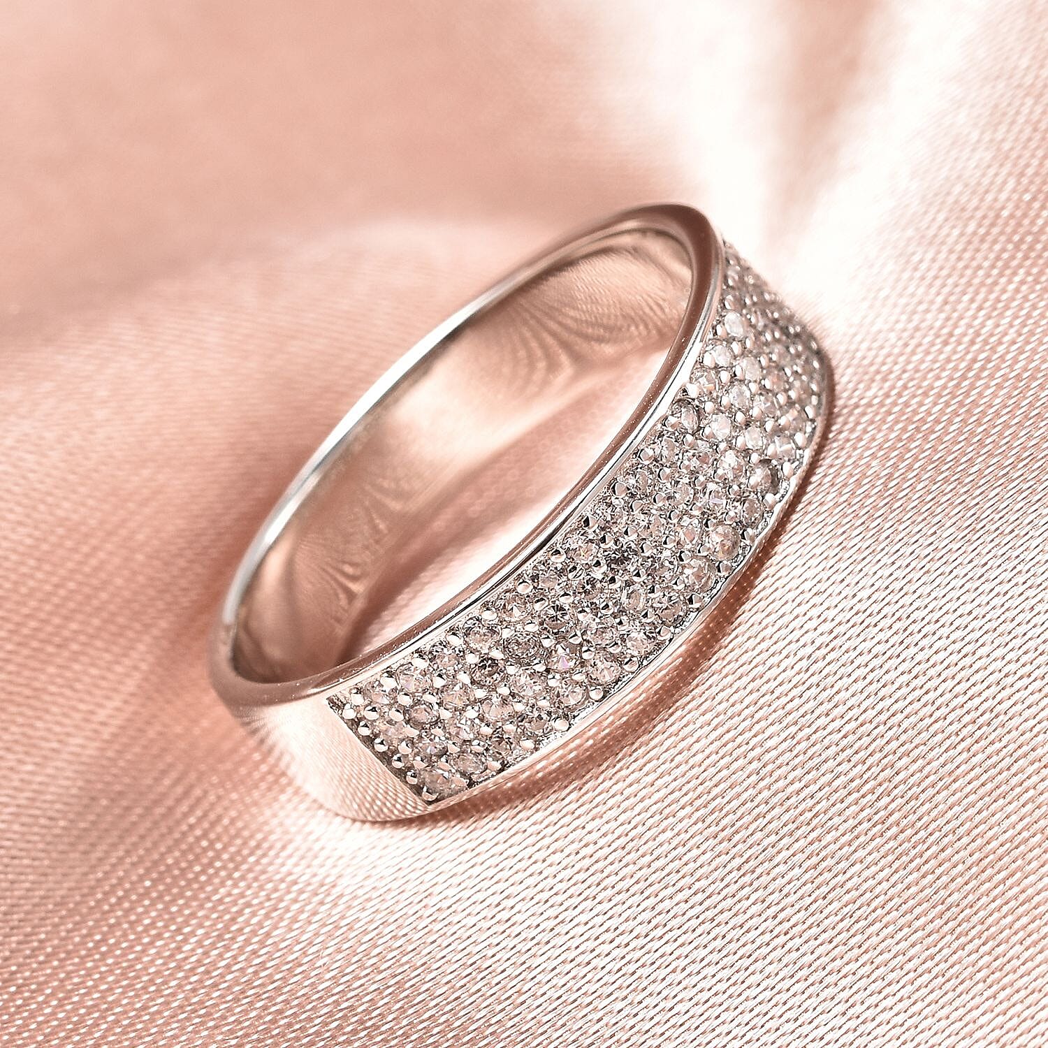 Moissanite Band Ring in Sterling Silver