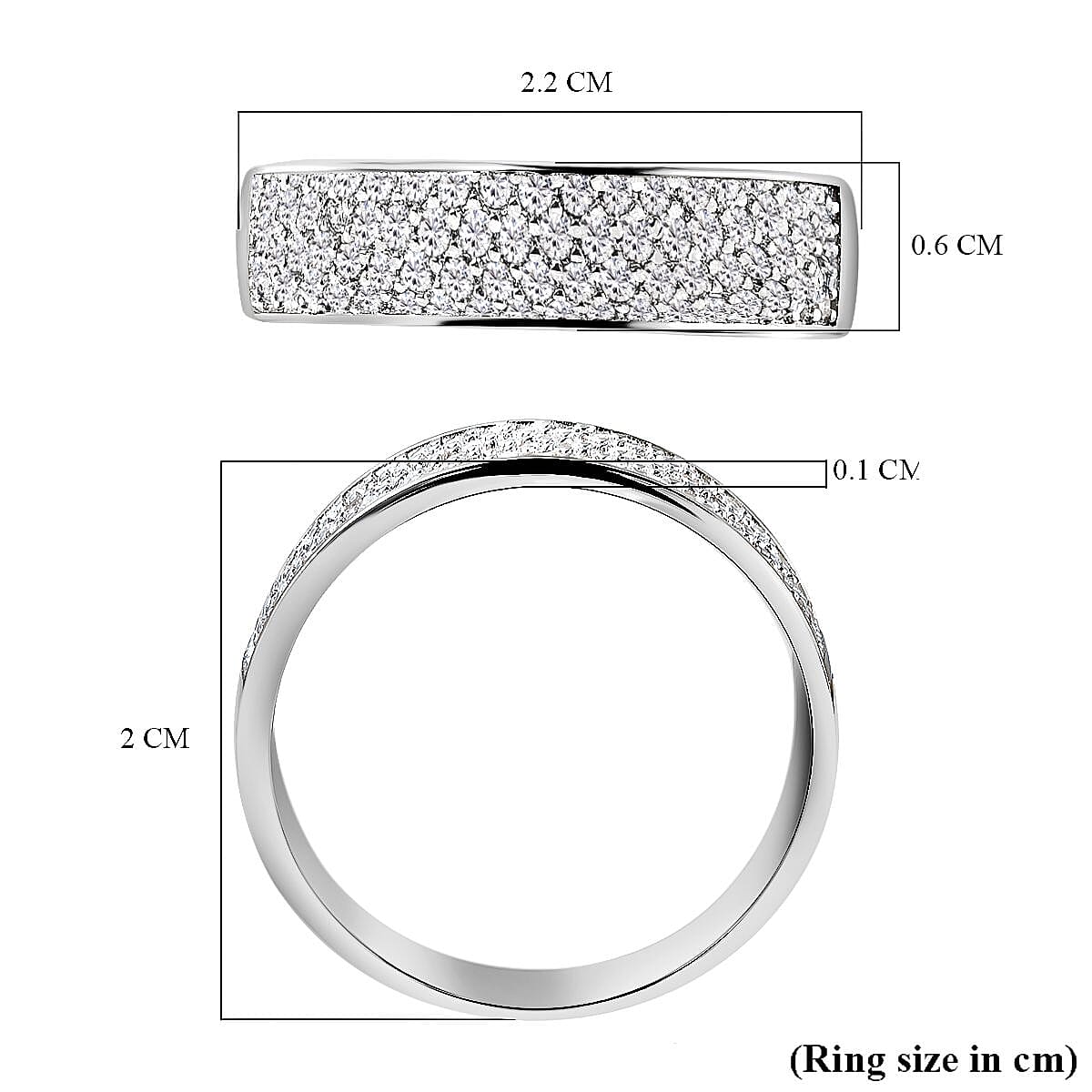 Moissanite Band Ring in Sterling Silver