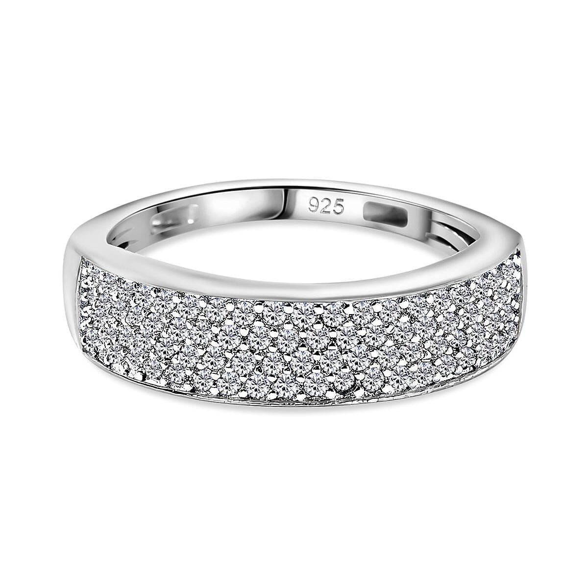 Moissanite Band Ring in Sterling Silver