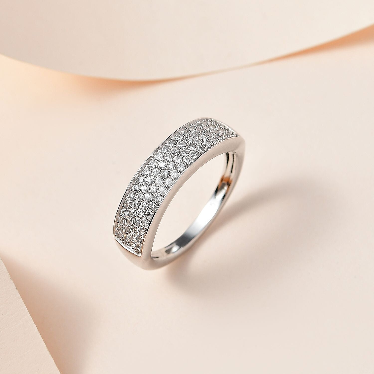 Moissanite Band Ring in Sterling Silver