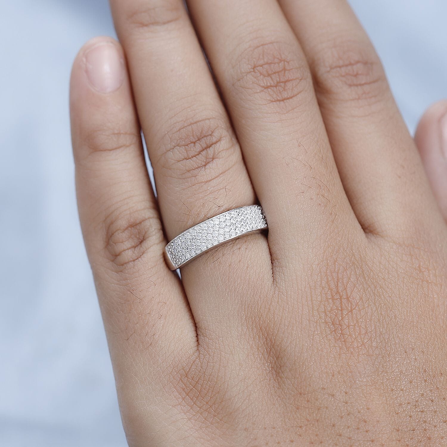 Moissanite Band Ring in Sterling Silver