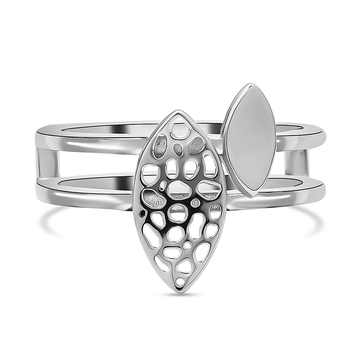 Rachel Galley Fallen Leaves Collection - Rhodium Overlay Sterling Silver Ring