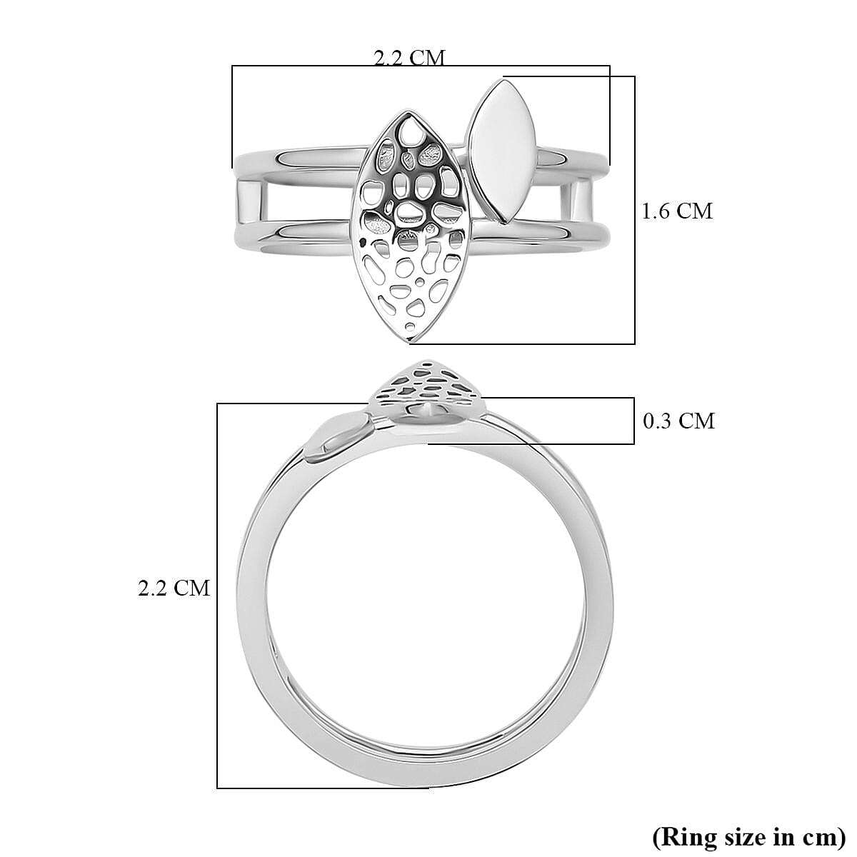 Rachel Galley Fallen Leaves Collection - Rhodium Overlay Sterling Silver Ring