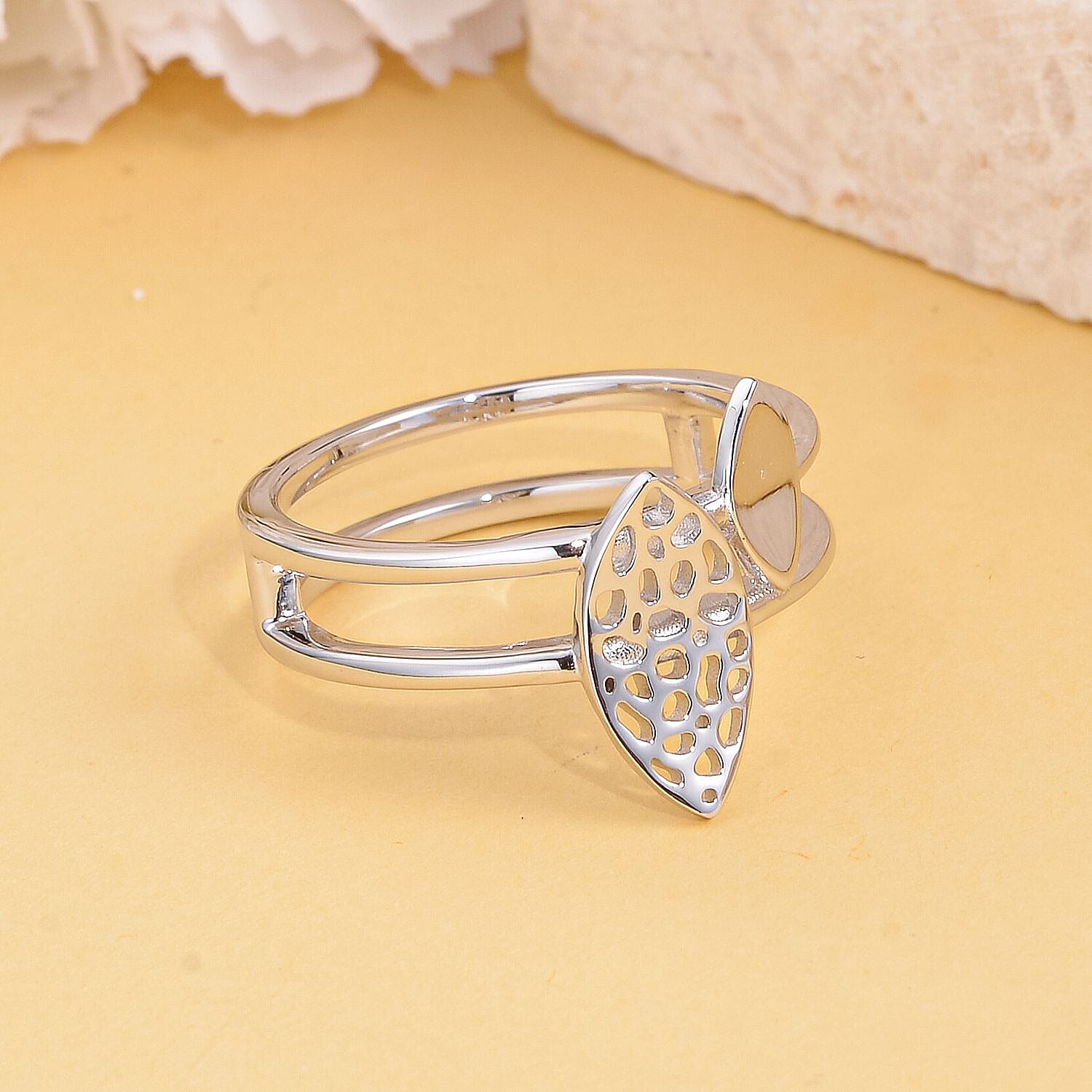 Rachel Galley Fallen Leaves Collection - Rhodium Overlay Sterling Silver Ring