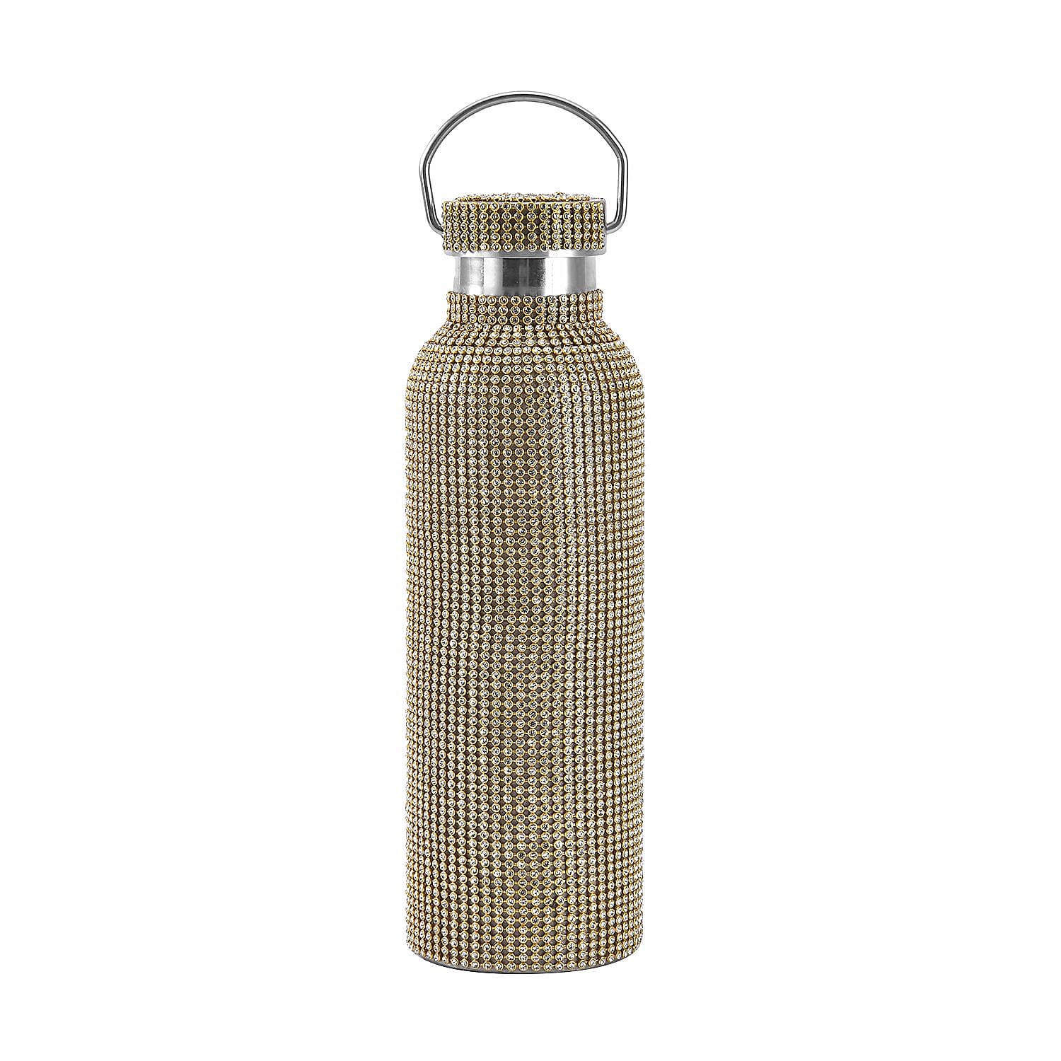 Crystal Embellished Stainless Steel Thermos Bottle with Detachable Long Chain 750ml - Gold