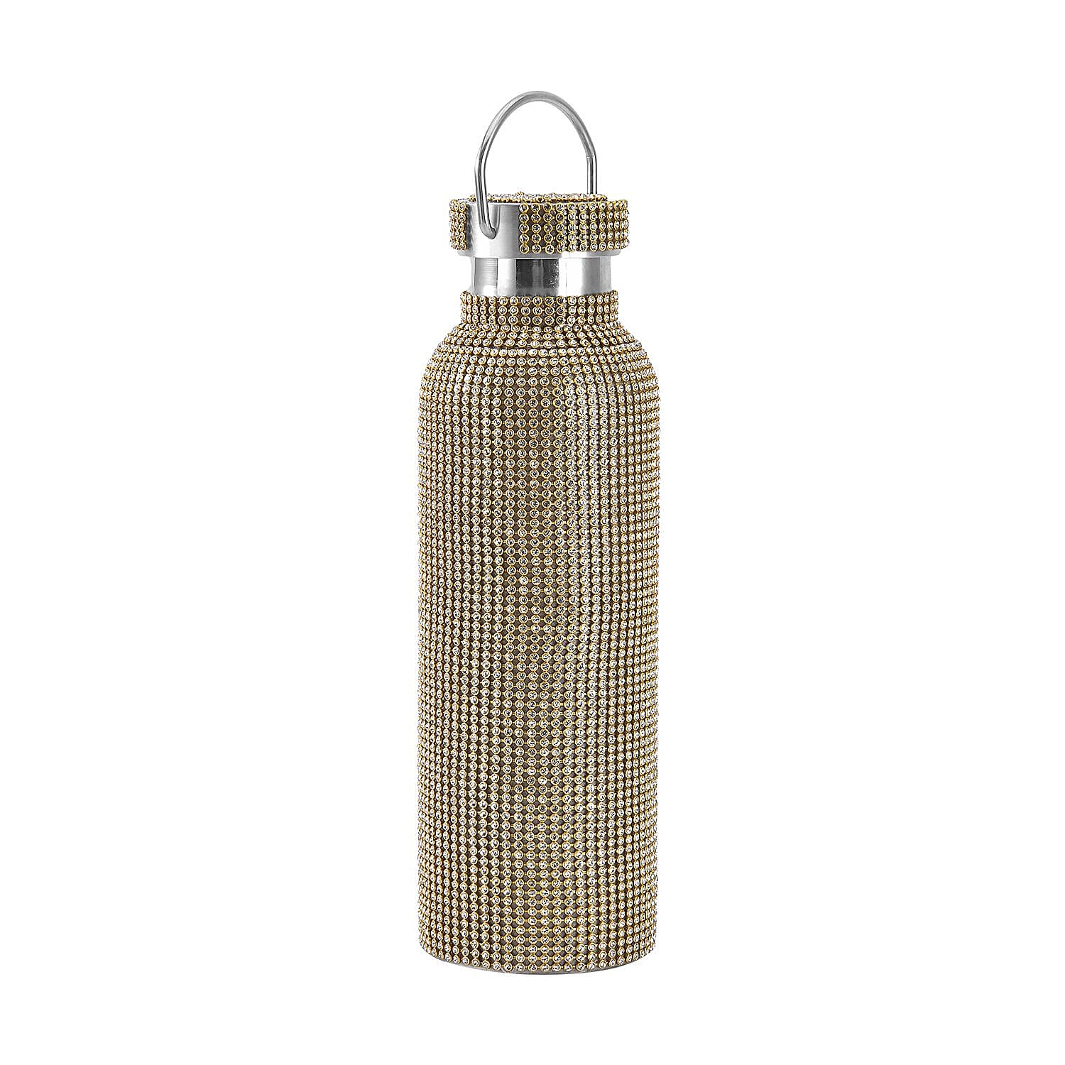 Crystal Embellished Stainless Steel Thermos Bottle with Detachable Long Chain 750ml - Gold