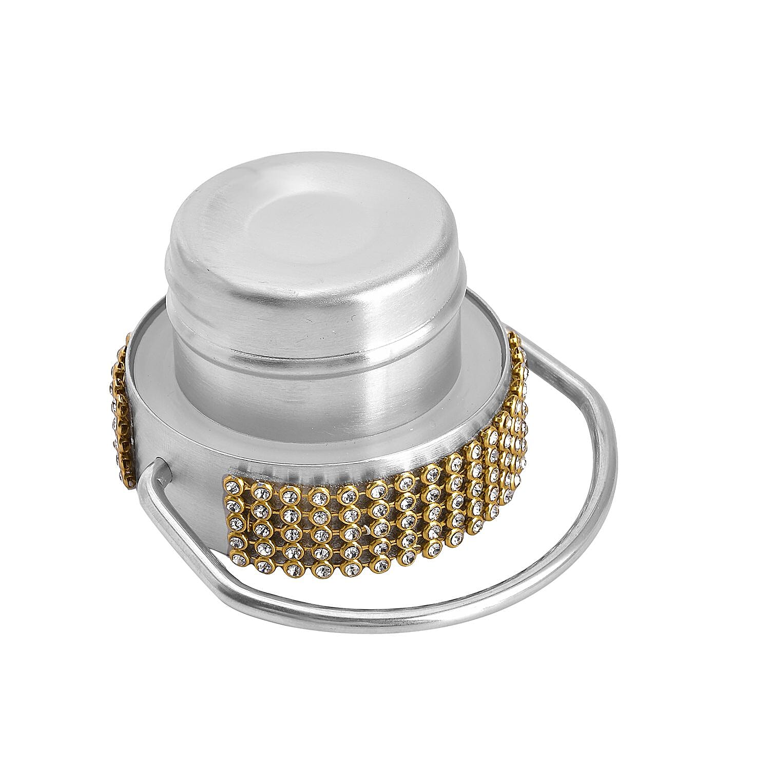 Crystal Embellished Stainless Steel Thermos Bottle with Detachable Long Chain 750ml - Gold