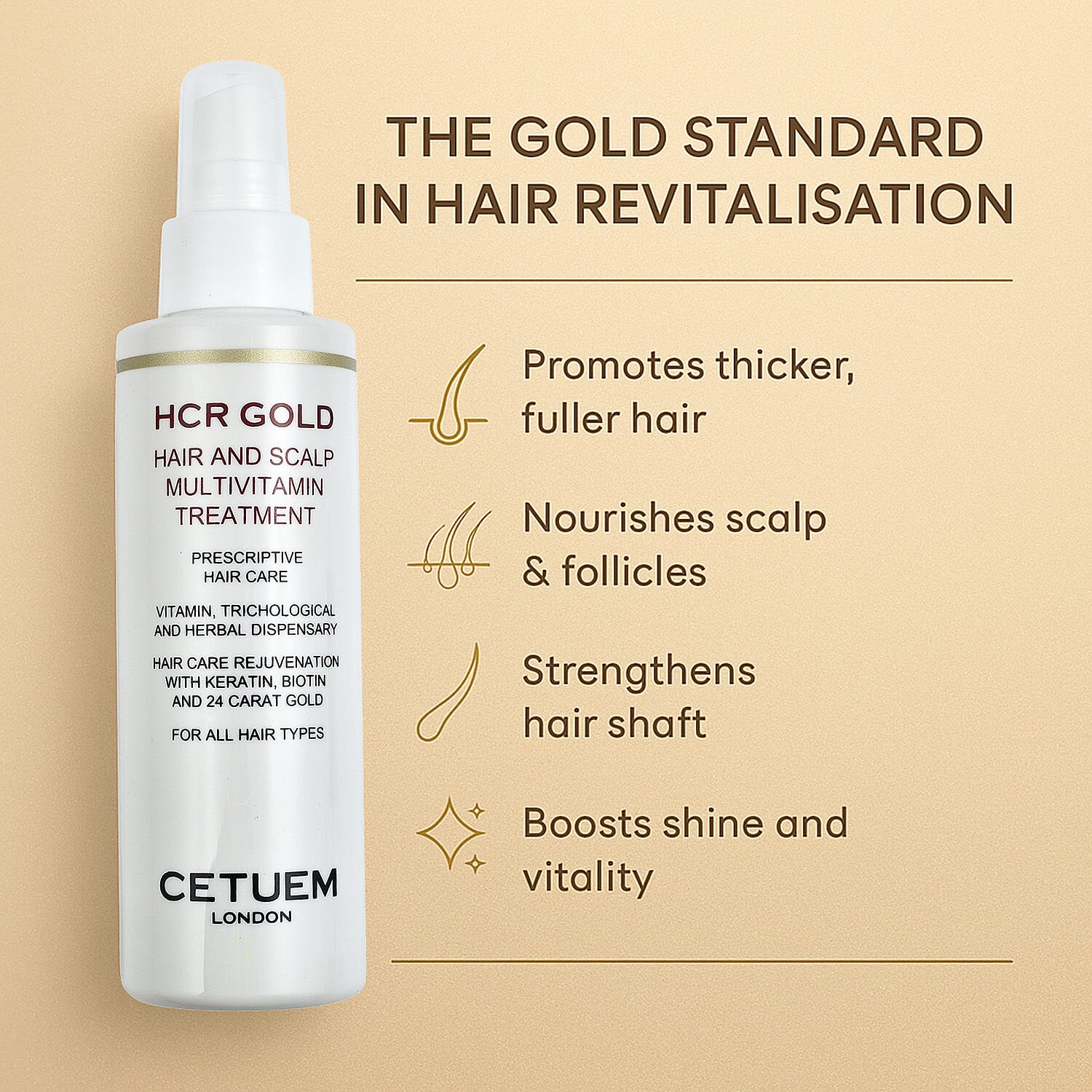 Cetuem- HCR Gold Hair & Scalp Multivitamin Hair Spray Treatment - 150ml