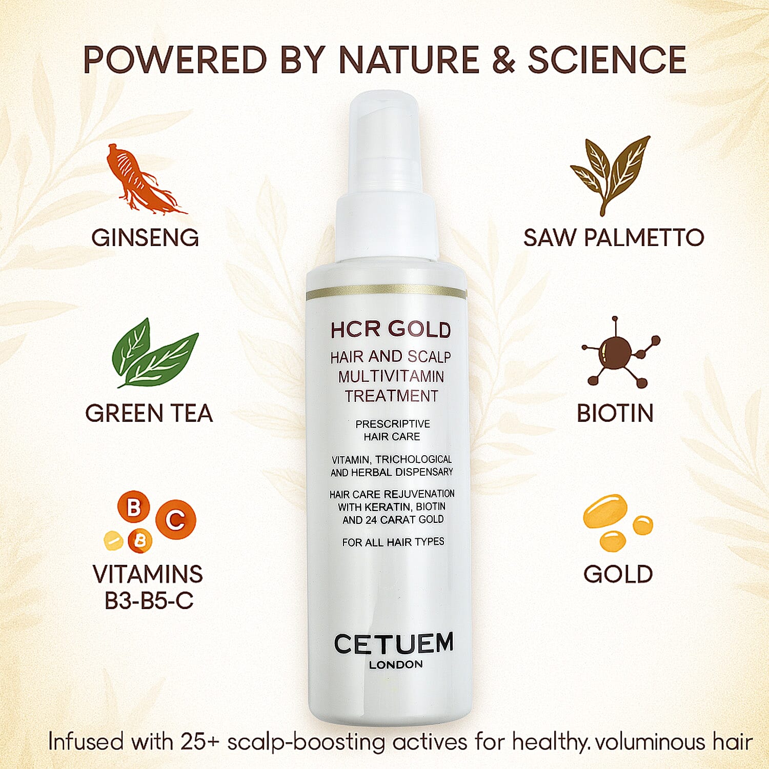 Cetuem- HCR Gold Hair & Scalp Multivitamin Hair Spray Treatment - 150ml