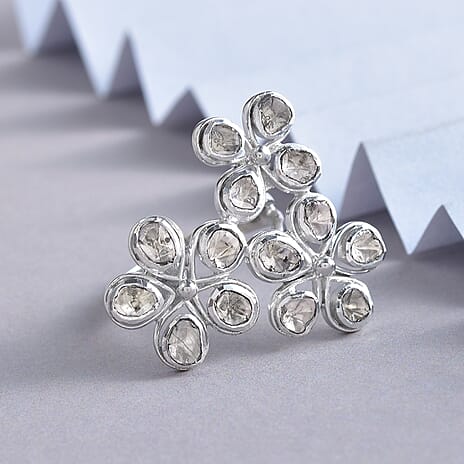 GP Polki Diamond, Ring in Platinum Overlay Sterling Silver 1.02 Ct, Silver Wt. 5.20 Gms