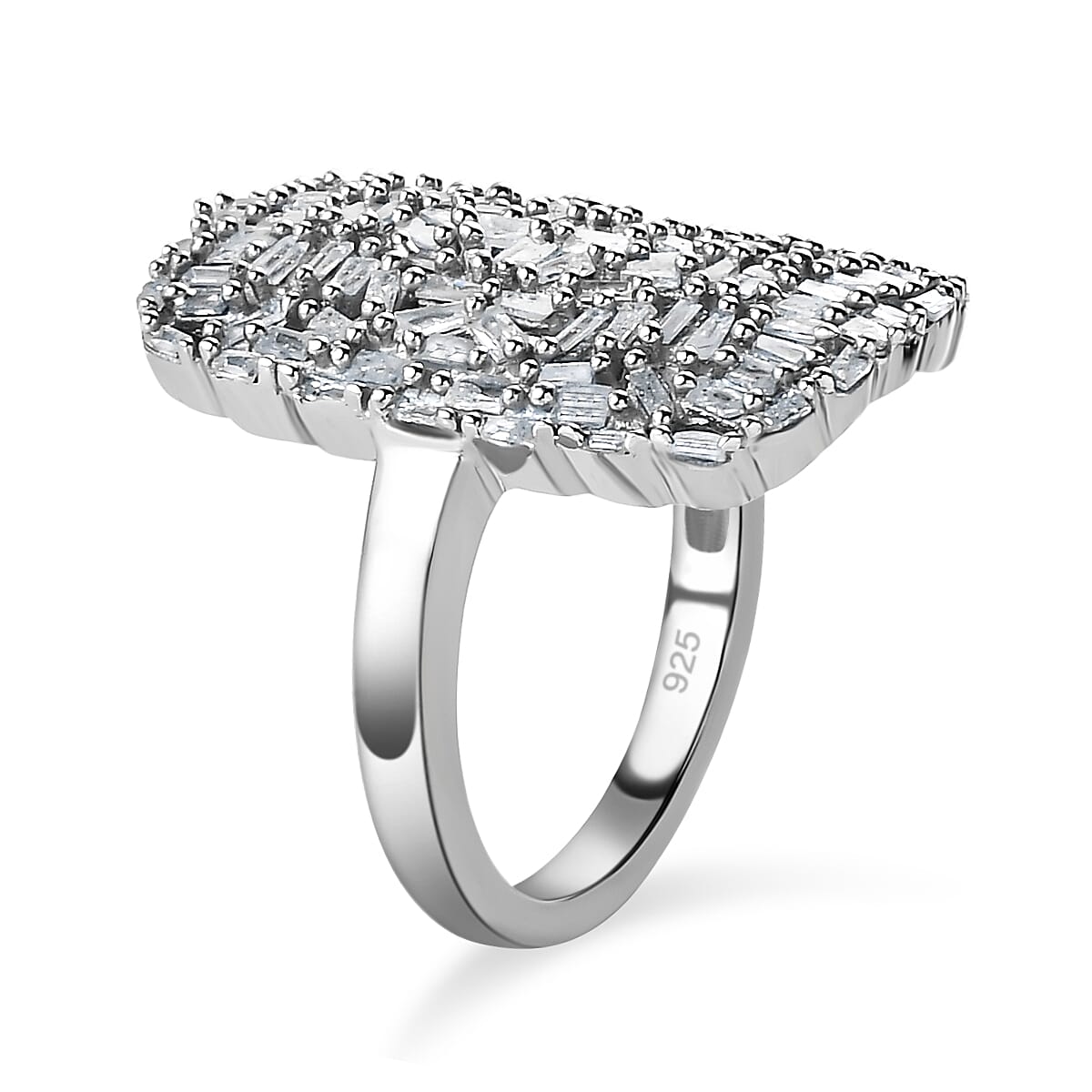 Diamond Cluster Ring in Platinum Overlay Sterling Silver 1.00 Ct.