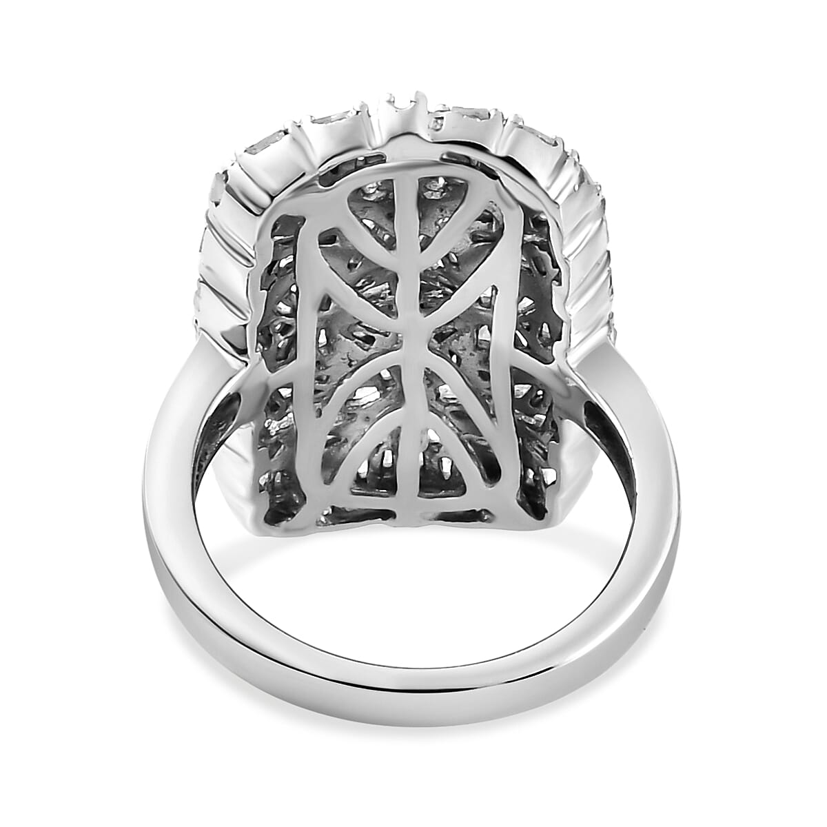 Diamond Cluster Ring in Platinum Overlay Sterling Silver 1.00 Ct.