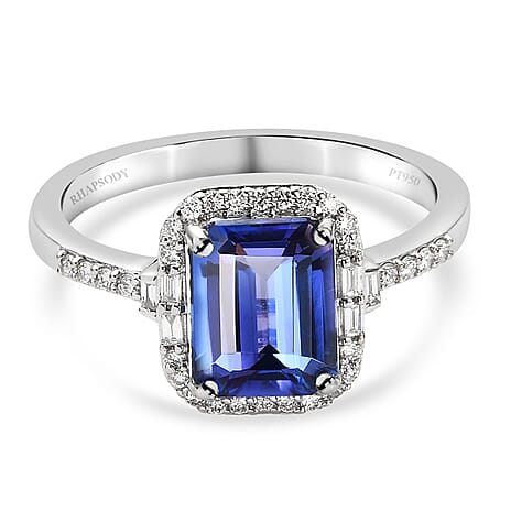 RHAPSODY 950 Platinum AAAA Tanzanite and Diamond (VS-E-F) Ring 2.66 Ct.