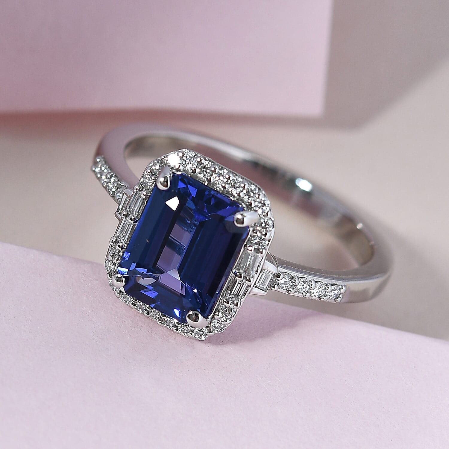 RHAPSODY 950 Platinum AAAA Tanzanite and Diamond (VS-E-F) Ring 2.66 Ct.