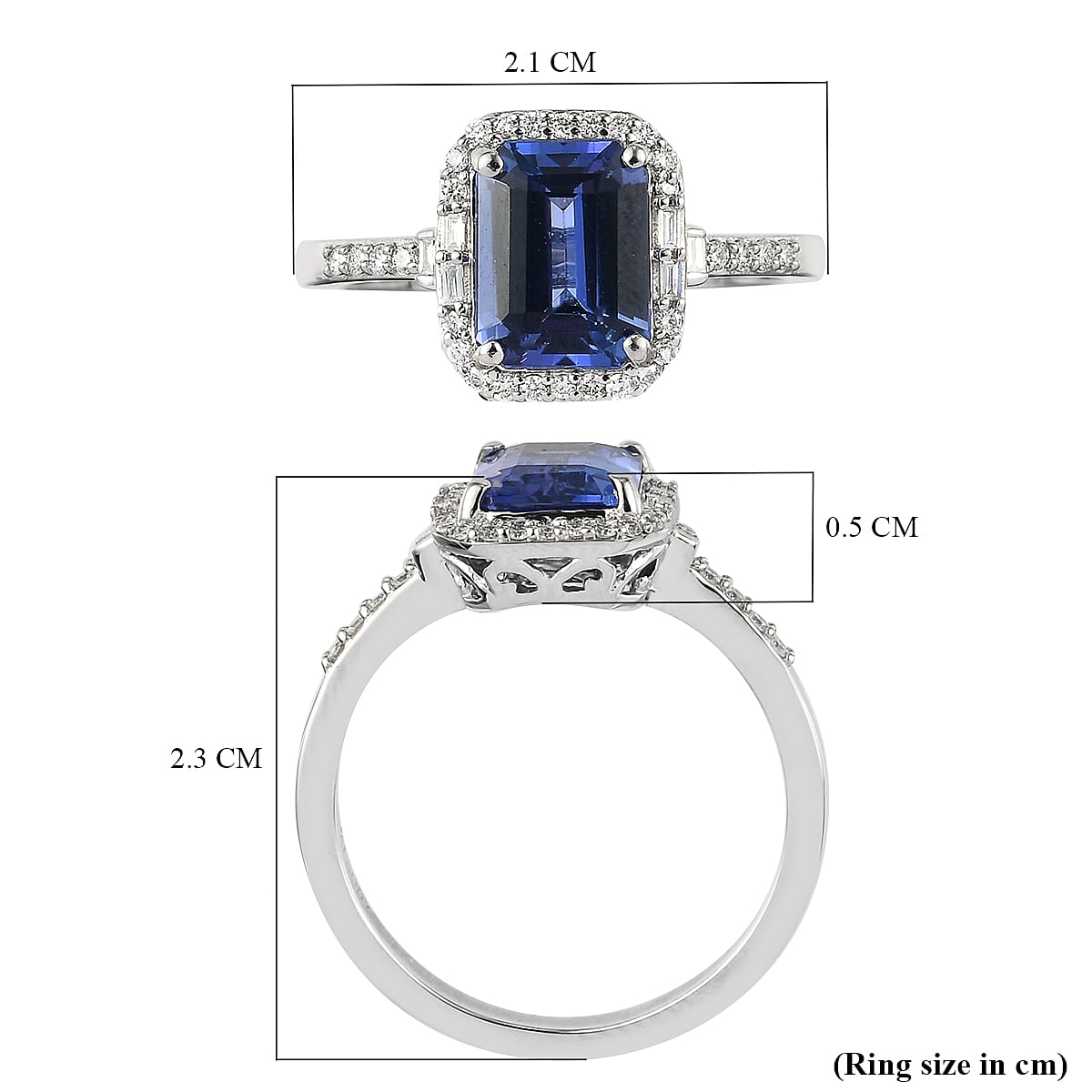 RHAPSODY 950 Platinum AAAA Tanzanite and Diamond (VS-E-F) Ring 2.66 Ct.
