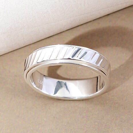 Spinner Band Ring in Platinum Overlay Sterling Silver