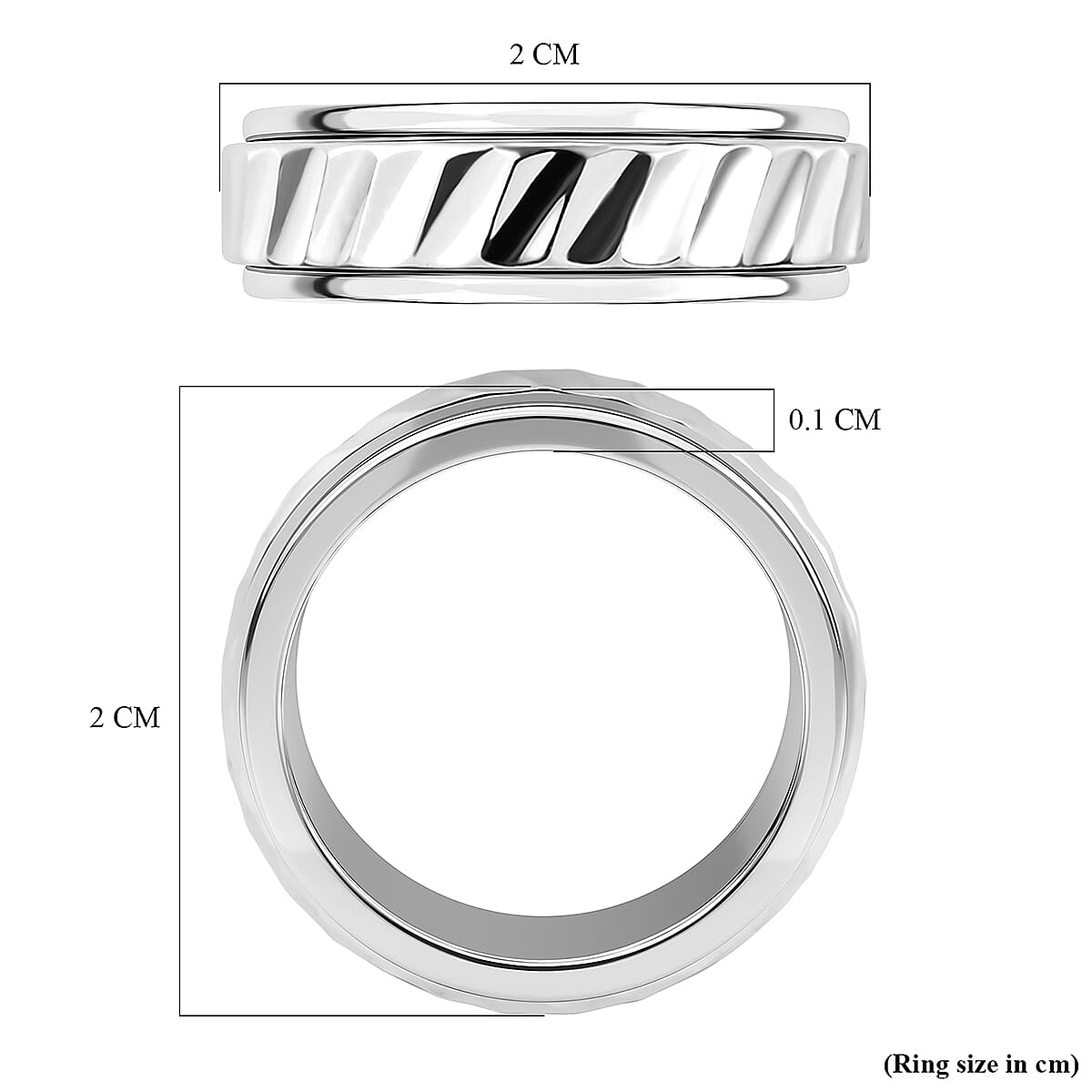 Spinner Band Ring in Platinum Overlay Sterling Silver