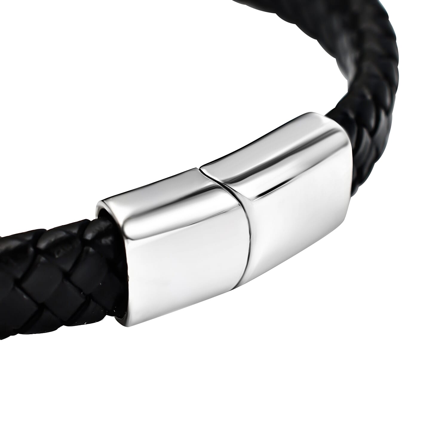 Genuine Leather Bracelet (Size - 7.5) in Stainless Steel