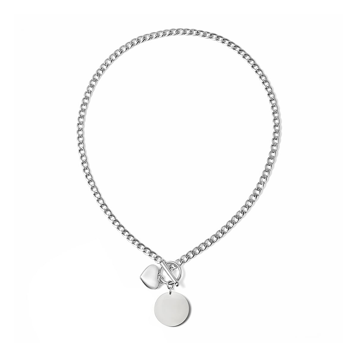 Curb Chain Necklace (Size - 18) with Charm in Stainless Steel