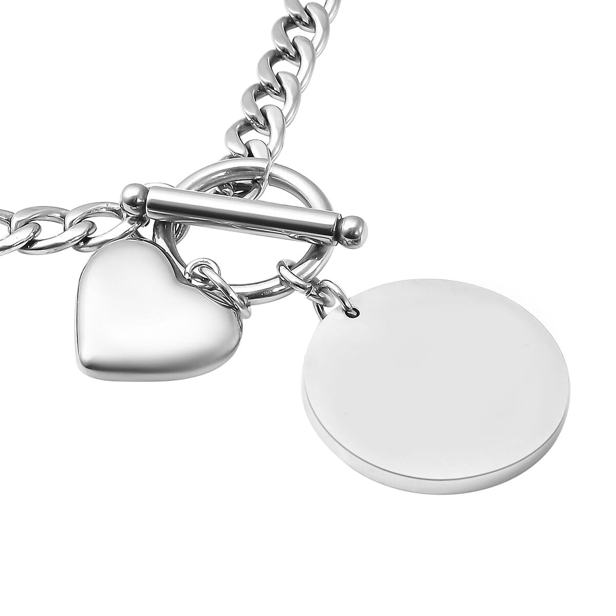 Curb Chain Necklace (Size - 18) with Charm in Stainless Steel
