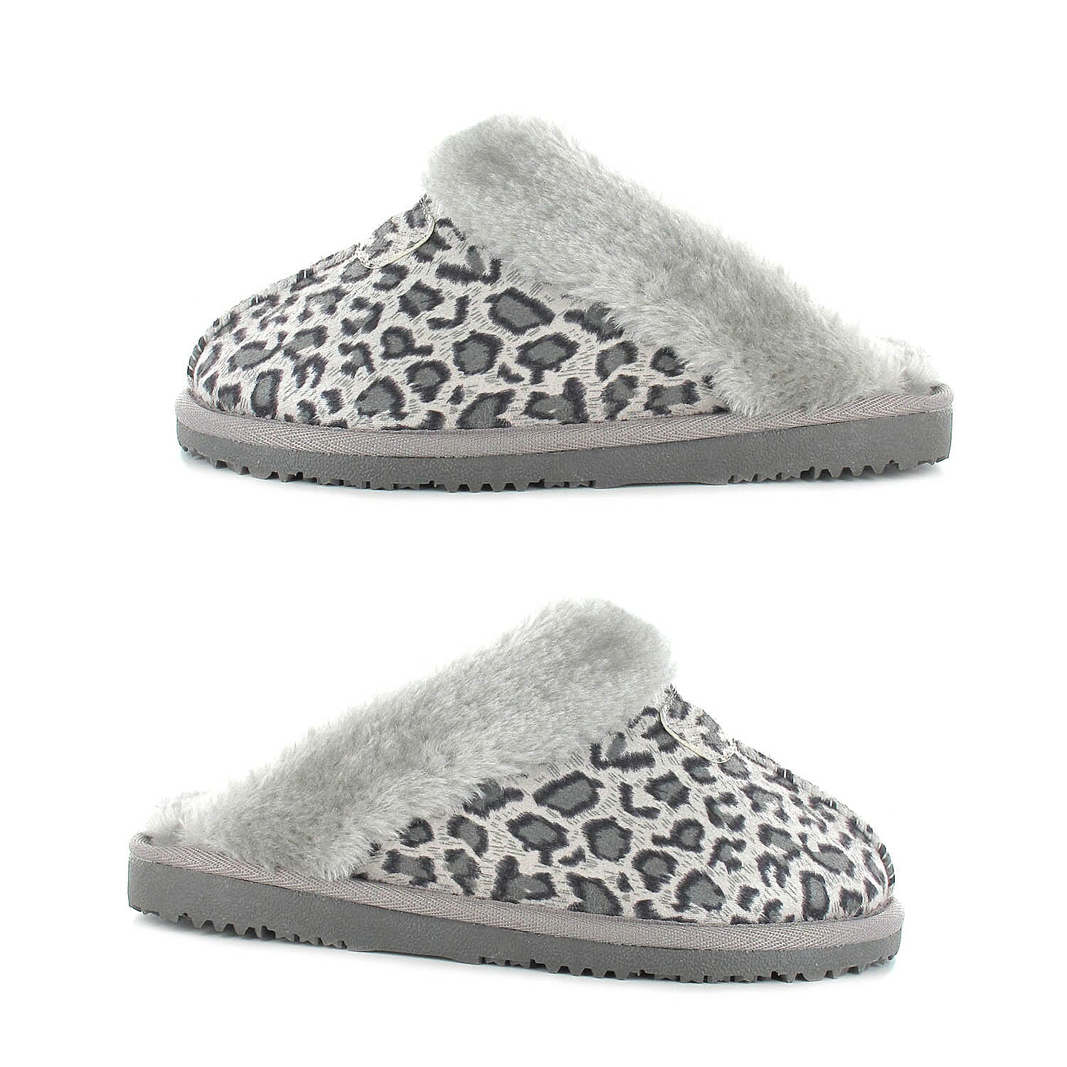 ELLA Jill Leopard Pattern Slipper - Grey