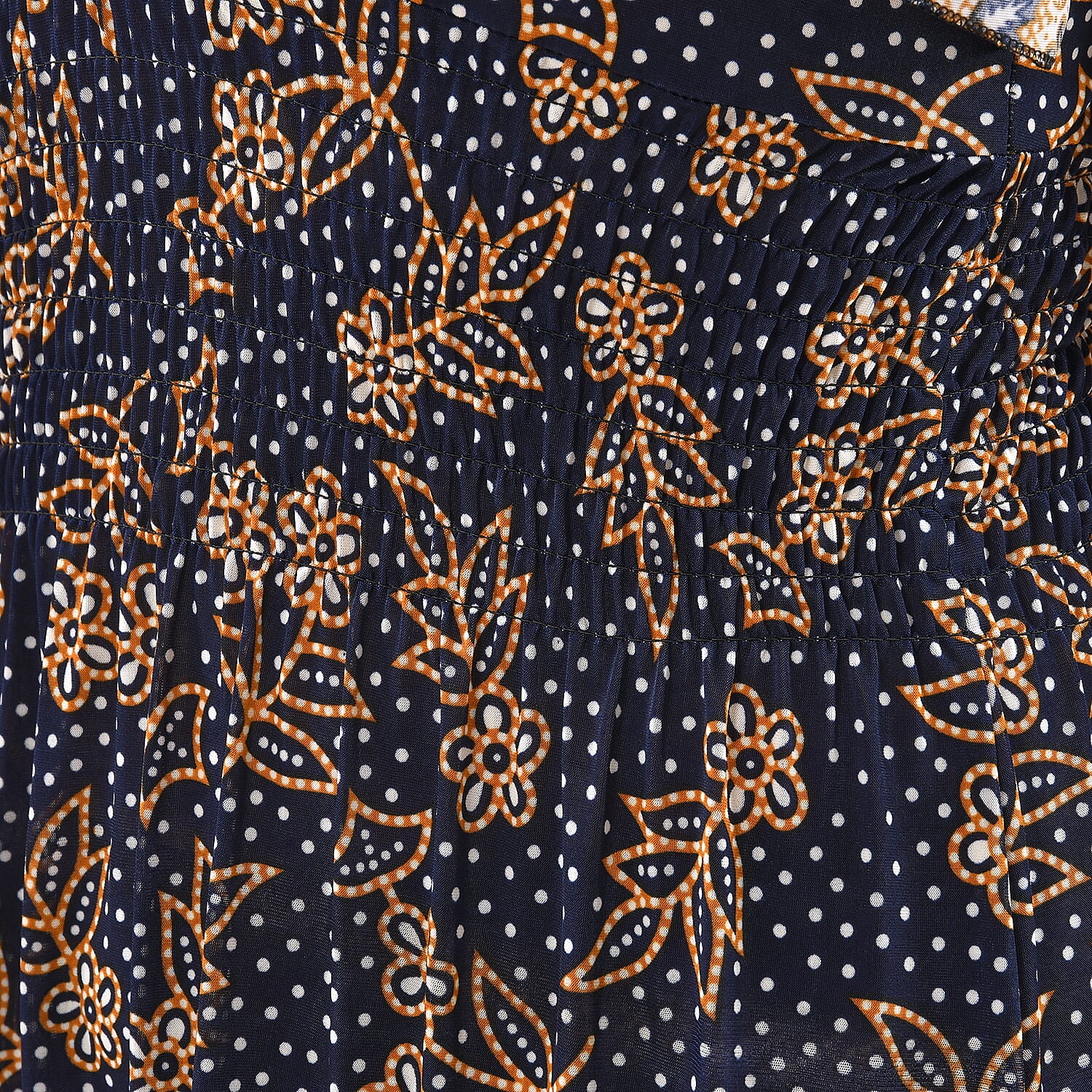 Tamsy Floral Pattern Stretch Waistband Maxi Dress (Size 8-20) - Navy