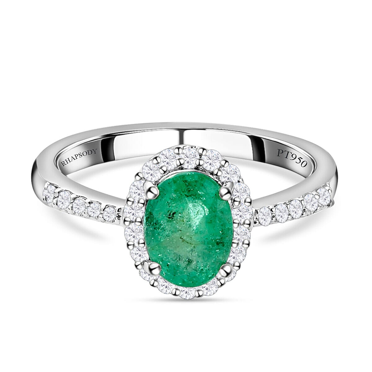 950 Platinum AAAA Ethiopian Emerald and Diamond (VS-E-F) Ring 1.40 Ct