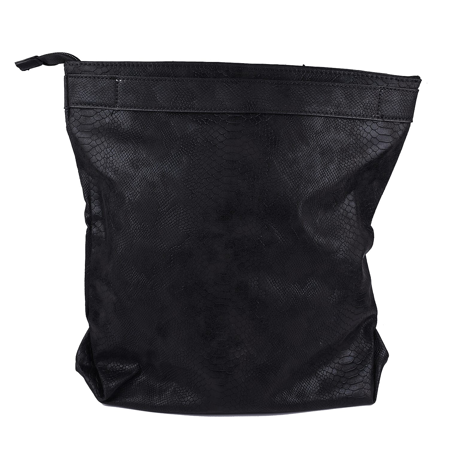 Close Out Metallic Fold Over Clutch Bag (Size 32x25x12 Cm) - Black