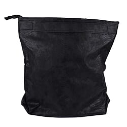 Close Out Metallic Fold Over Clutch Bag (Size 32x25x12 Cm) - Black