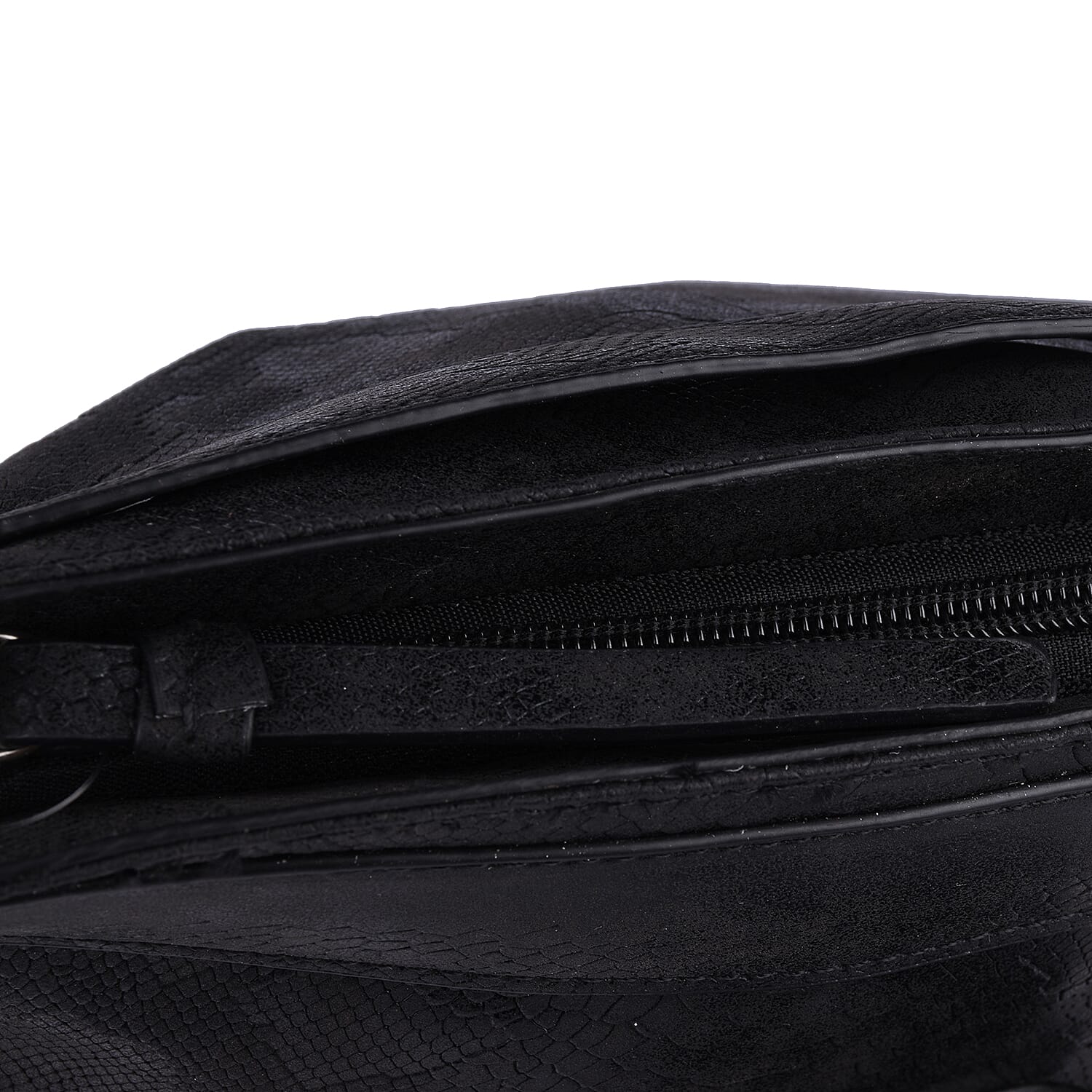 Close Out Metallic Fold Over Clutch Bag (Size 32x25x12 Cm) - Black